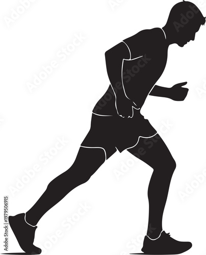 Black silhouette of man running
