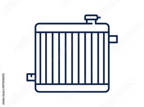 Radiator icon car part cooling system heat exchanger with white