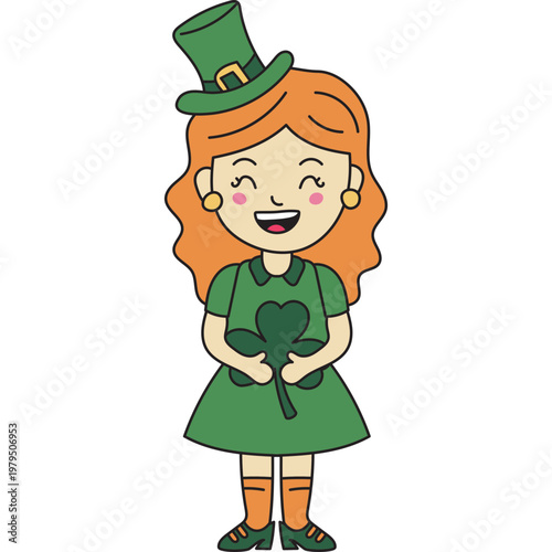 Cute St. Patrick's Day Girl Illustration