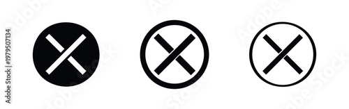 Delete and Close Circle Icon Set - Exit and Cancel Vector Symbol Set