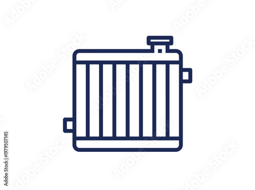 Radiator icon car part cooling system heat exchanger with white