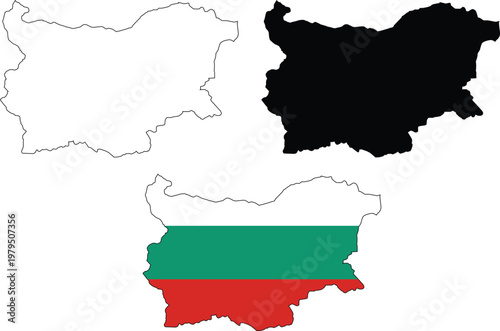 Bulgaria Map. Flag of Bulgaria maps territory. Outline map Bulgaria. flat style.