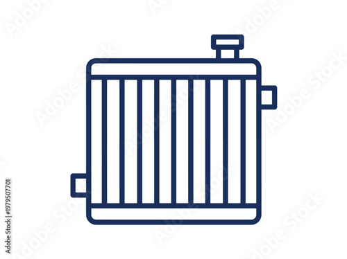 Car radiator icon vector illustration with white background, line art