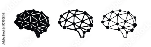 Human brain network connection icons for technology and neuroscience concepts