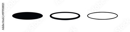 Oval hole icons with varying line thicknesses for graphic design elements