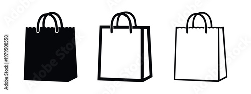 Paper Shopping Bag Retail Carrier Icon Set
