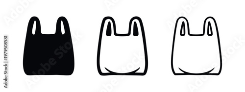 Plastic Shopping Bag Grocery Carrier Icon Set