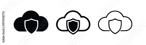 Cloud Security and Data Protection Shield Icon Set