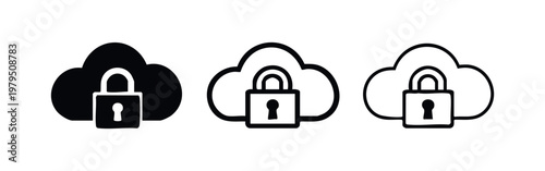 Secure Cloud Storage with Padlock Icon Set