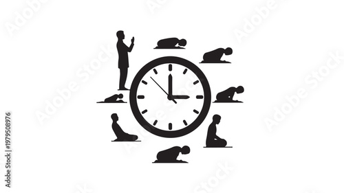 Work life balance concept with clock and people activities vector illustration flat design