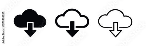 Cloud Computing Data Download Icon Set