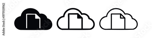 Cloud File Storage and Document Symbol Set