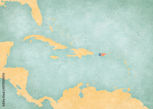 Map of Caribbean islands - Puerto Rico