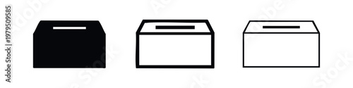 Ballot box icon set for election voting and feedback collection in outline and solid styles