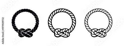 Nautical Rope Circle with Knot Icons Set