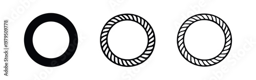 Simple Rope Ring and Circle Icons Set