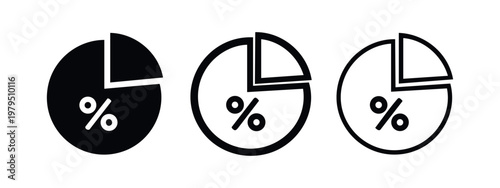 Circular Progress and Pie Chart Icon Set for Statistics and Finance
