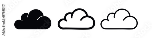 Minimalist Cloud Shape Icon Set for Web Design and App Interface