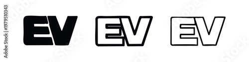 EV Electric Vehicle Typography Icons for Green Energy Branding
