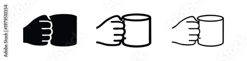 Hand Grip Coffee Mug Icon Set Vector Illustration