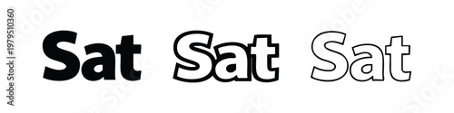 Sat Saturday Calendar Day Abbreviation Text Icons Set