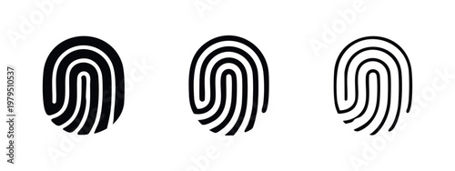 Fingerprint Scan Security Biometric Icons Set Vector Illustration