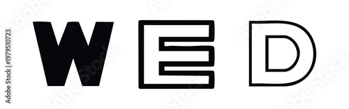 Wednesday Abbreviation Wed Typography Icon Set Three Line Weights Sharp Geometric Style