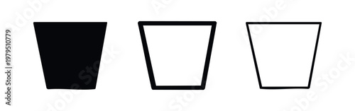 Bucket or Waste Bin Container Silhouette Icon Set Sharp Geometric Style