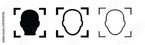 Face Recognition Biometric ID Scan Icon Set Sharp Geometric Style
