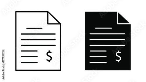 Two document icons with dollar sign for finance concepts