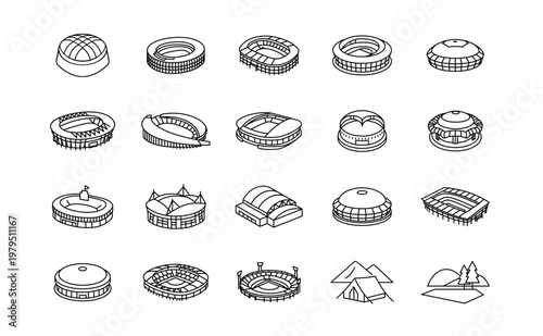 ドーム、スタジアム、アリーナ、公園　アイコン集