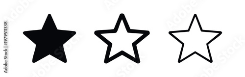 Five point star rating icons set favorite and reward symbols