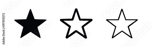 Star shape icons set quality rating and favorite bookmark symbols
