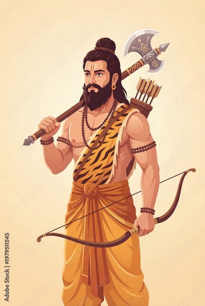 Obraz premium Parshuram Jayanti background with Lord Parshuram.