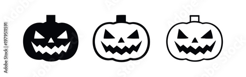 Collection of Scary Halloween Pumpkin Jack-o-lantern Faces Graphic Icons