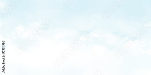 Light blue sky background with soft white fluffy clouds scattered across the horizon in a bright daylight atmosphere with clear airy texture and natural weather patterns
