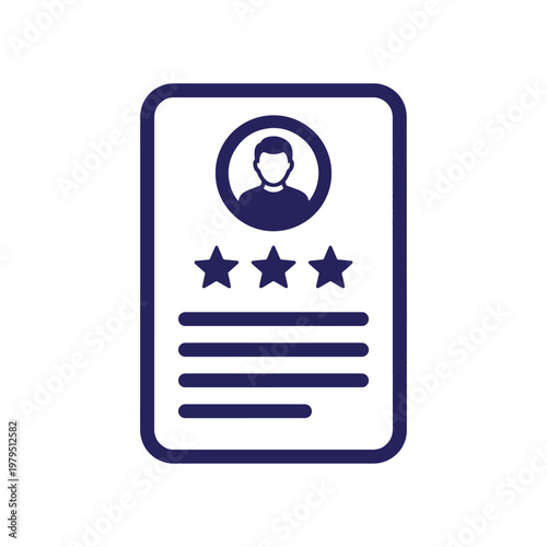 User profile card icon with stars human resources dark blue