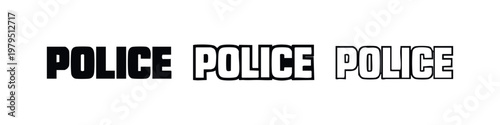 Police Word Icons: Bold, Outline, and Drawn Styles