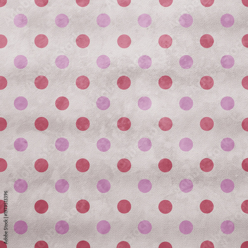 Elegant pink and purple polka dot pattern with watercolor texture, soft feminine tones on fabric-like background, perfect for fashion prints, invitations, and decorative designs.