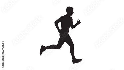 Running man sprinting forward dynamic motion fitness exercise vector illustration flat design