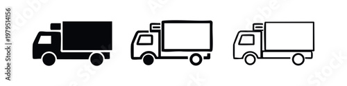 Truck Icons: Solid, Outline with Fill, and Outline