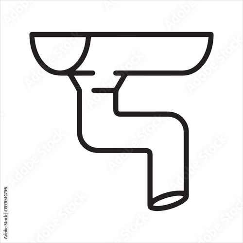 Roof gutter, linear icon. Line with editable stroke