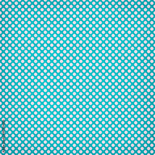 Turquoise background with small white polka dots, clean and minimal seamless pattern, perfect for modern design, fabric, wrapping paper, and fresh digital backgrounds.