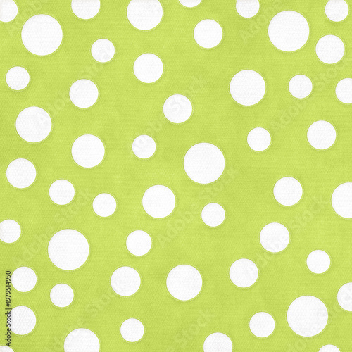 Large white polka dots on bright green textured background, fresh and bold minimal design, perfect for packaging, fabric, wallpapers, and modern graphic layouts.