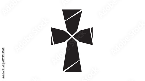Black cross symbol isolated on white background vector illustration flat design