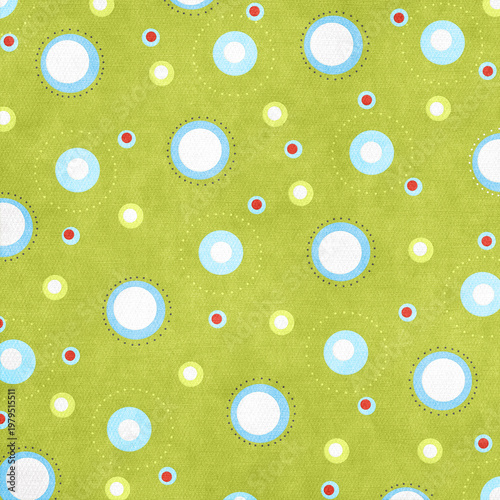 Geometric circle pattern with rings and dotted accents on green textured background, modern abstract design perfect for wallpapers, branding, and contemporary graphics.