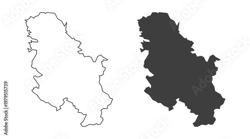 Schilderij op canvas Serbia map icon set