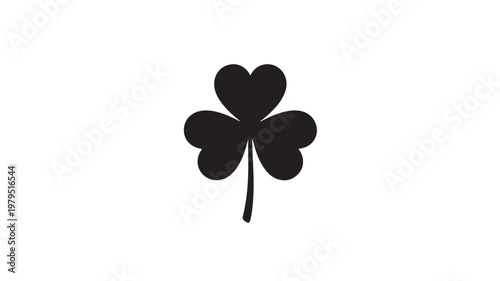 Black four leaf clover lucky charm symbol isolated vector illustration flat design