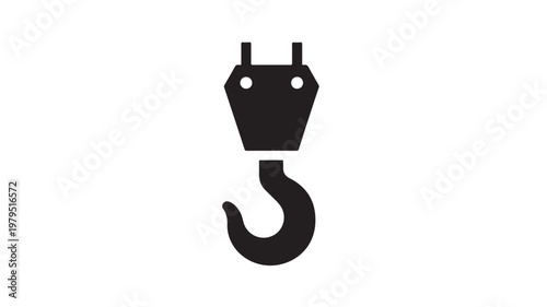 Black hook hanging isolated flat design vector illustration scalable art graphic