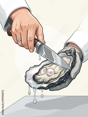 A chef placing cleaned mussel shells into a compost bin, emphasizing sustainable and environmentally responsible seafood preparation in the kitchen.